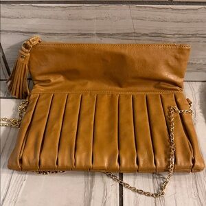 Urban Expressions Tan Clutch with Gold Chain